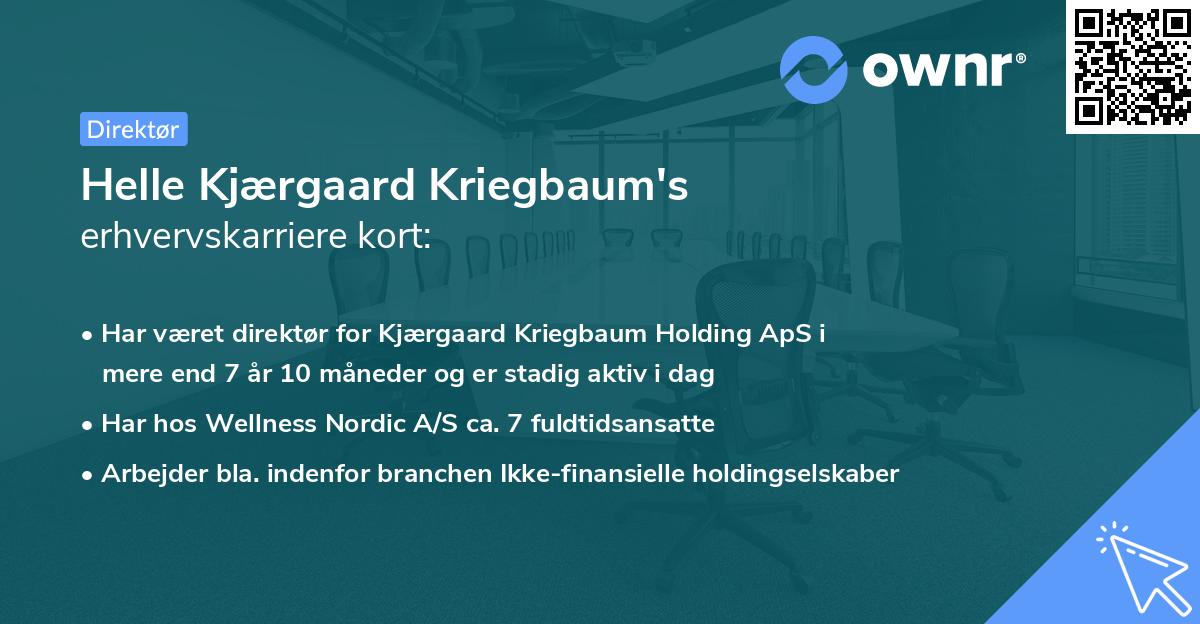 Helle Kjærgaard Kriegbaum's erhvervskarriere kort