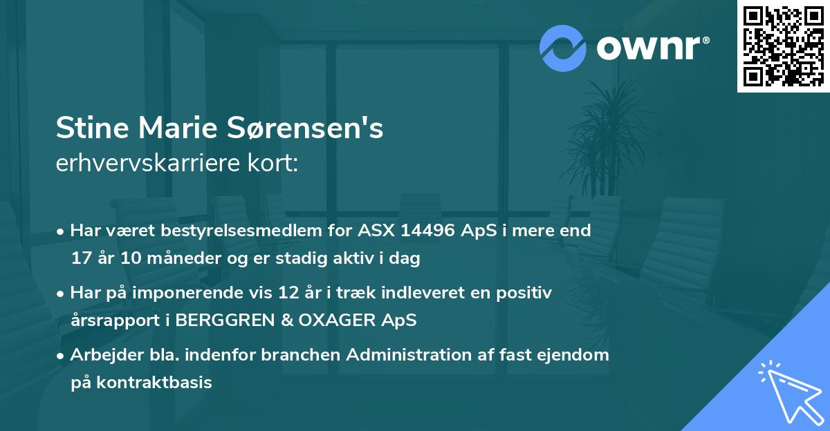 Stine Marie Sørensen's erhvervskarriere kort