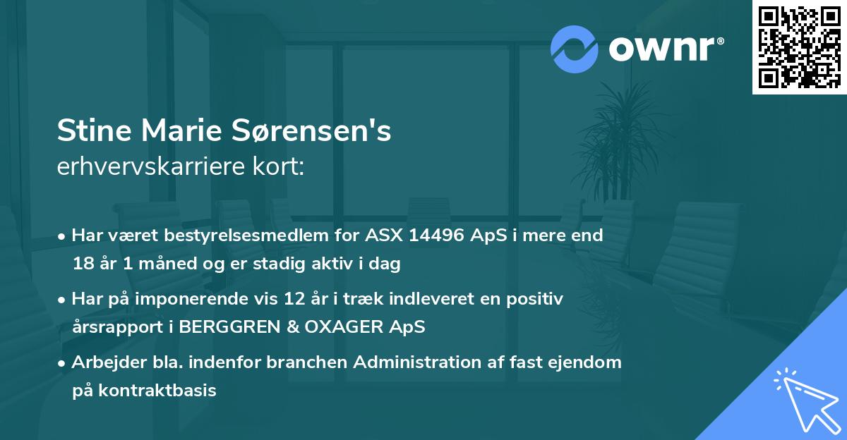 Stine Marie Sørensen's erhvervskarriere kort