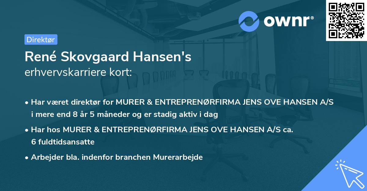 René Skovgaard Hansen's erhvervskarriere kort