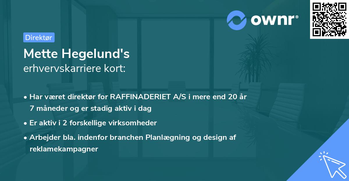 Mette Hegelund's erhvervskarriere kort