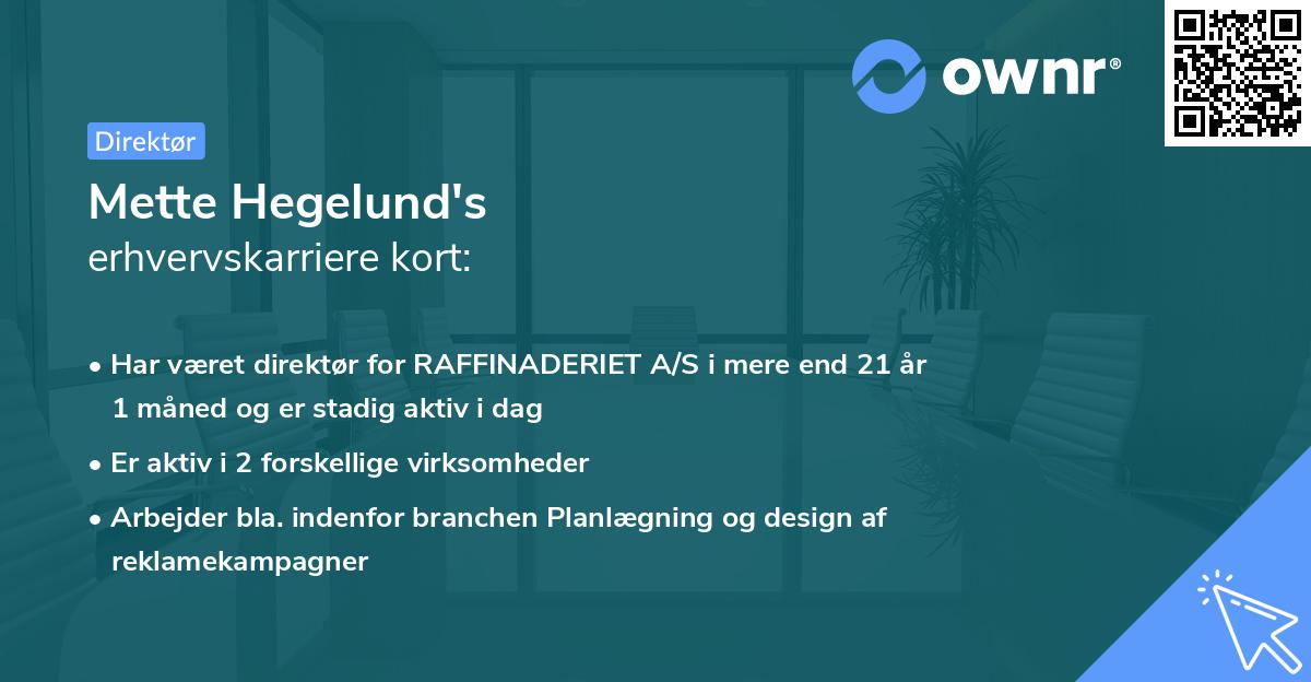 Mette Hegelund's erhvervskarriere kort