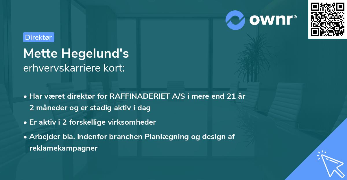 Mette Hegelund's erhvervskarriere kort