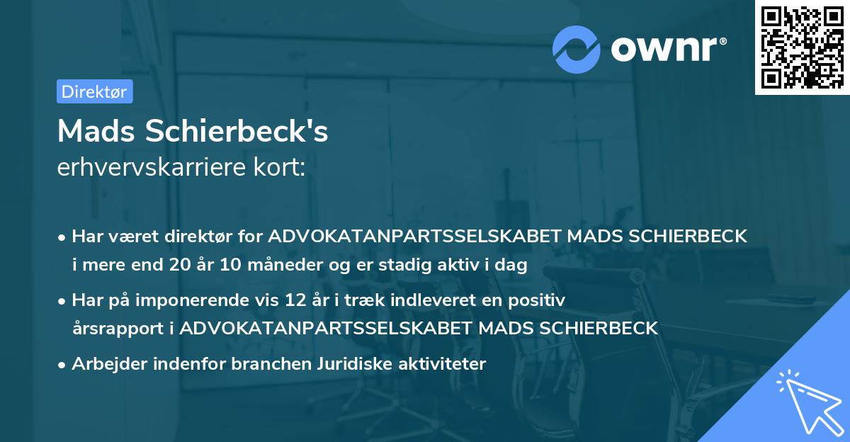 Mads Schierbeck's erhvervskarriere kort