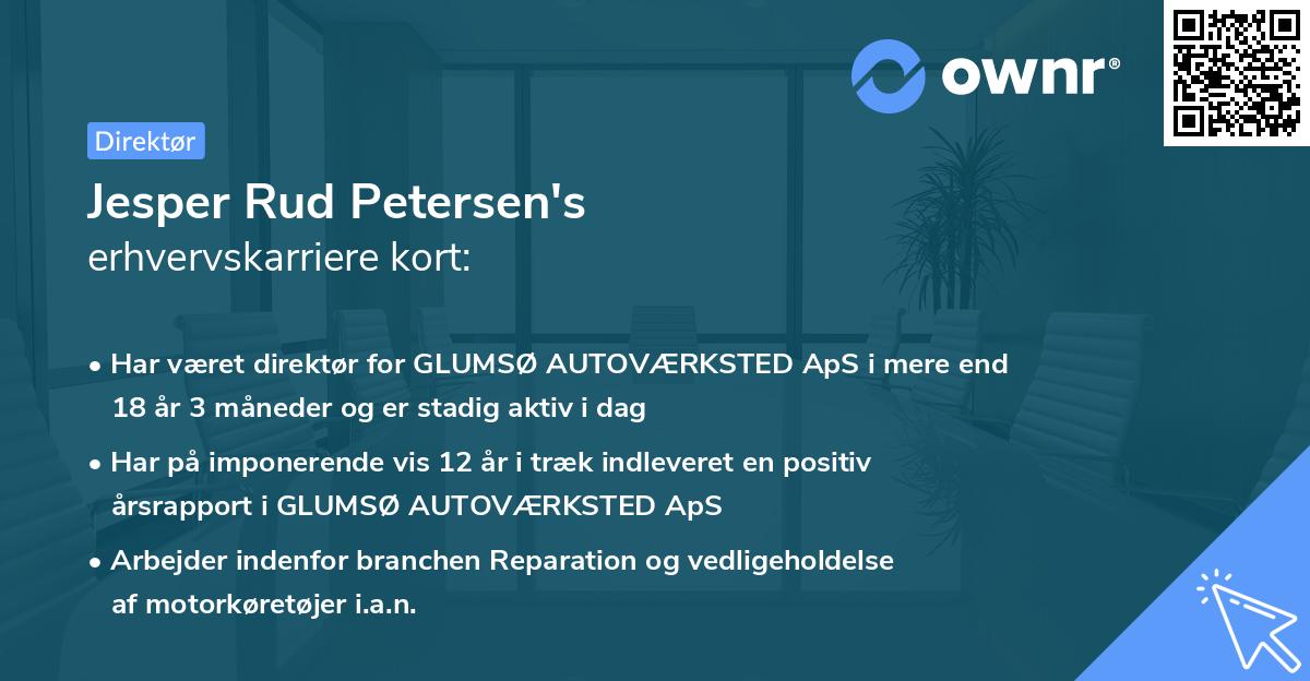Jesper Rud Petersen's erhvervskarriere kort
