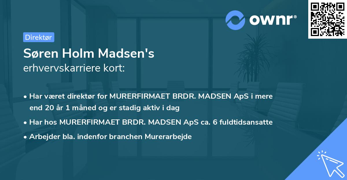 Søren Holm Madsen's erhvervskarriere kort