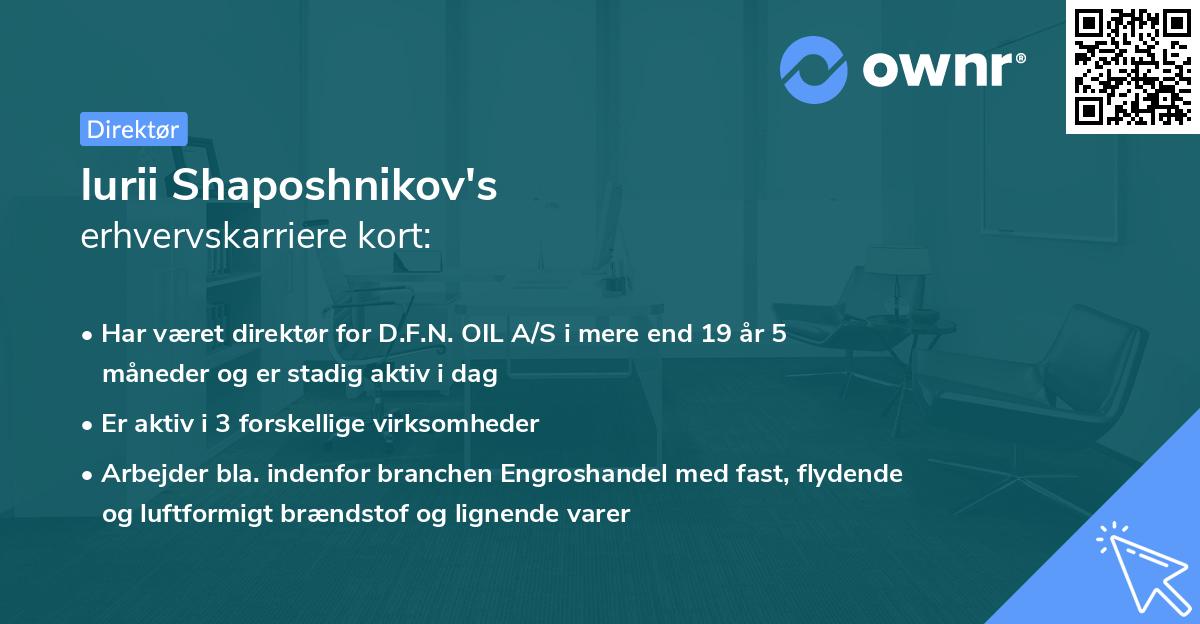 Iurii Shaposhnikov's erhvervskarriere kort