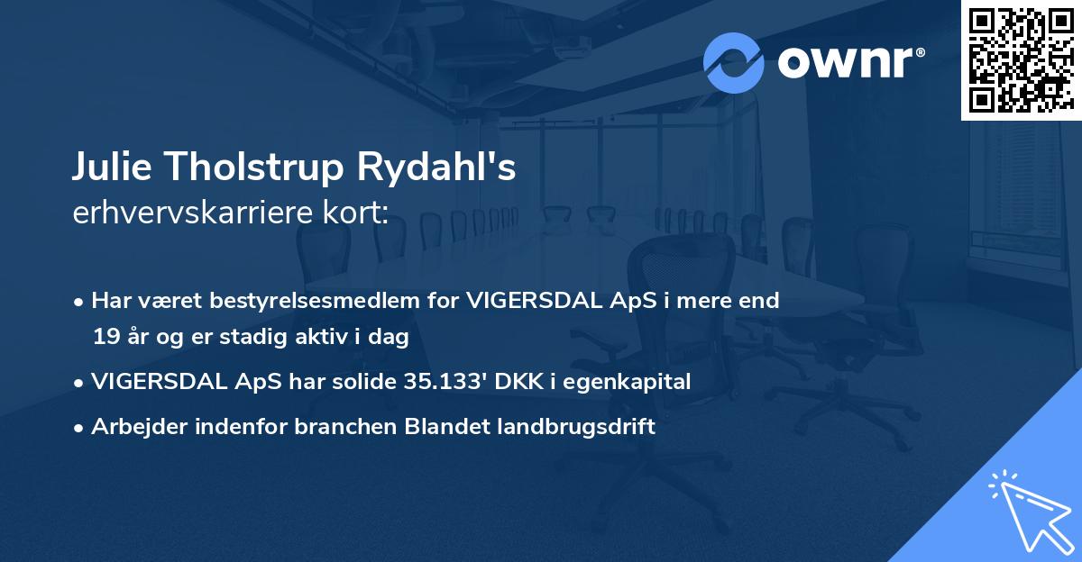 Julie Tholstrup Rydahl's erhvervskarriere kort