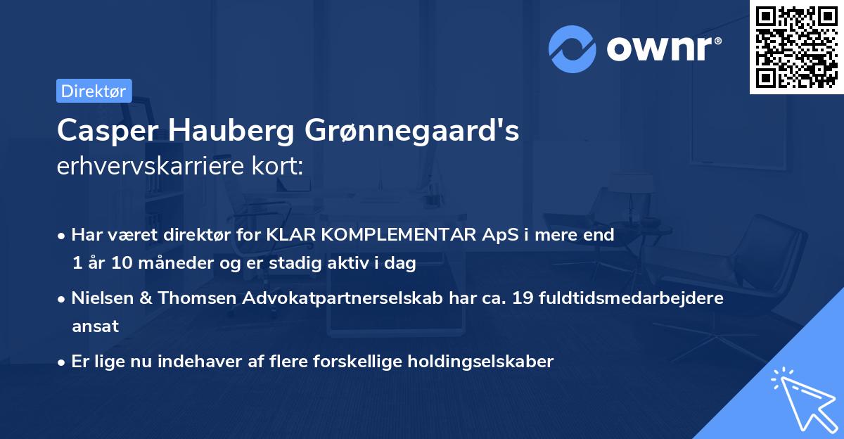 Casper Hauberg Grønnegaard's erhvervskarriere kort