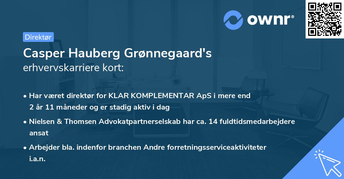 Casper Hauberg Grønnegaard's erhvervskarriere kort