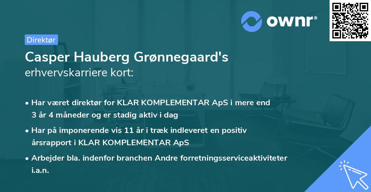 Casper Hauberg Grønnegaard's erhvervskarriere kort