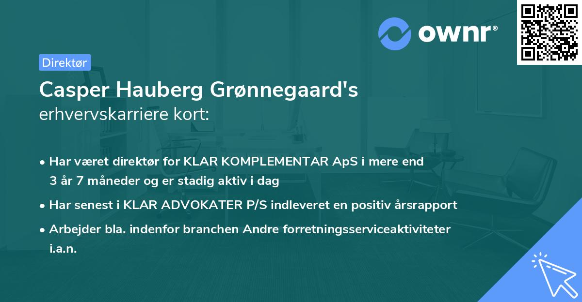 Casper Hauberg Grønnegaard's erhvervskarriere kort