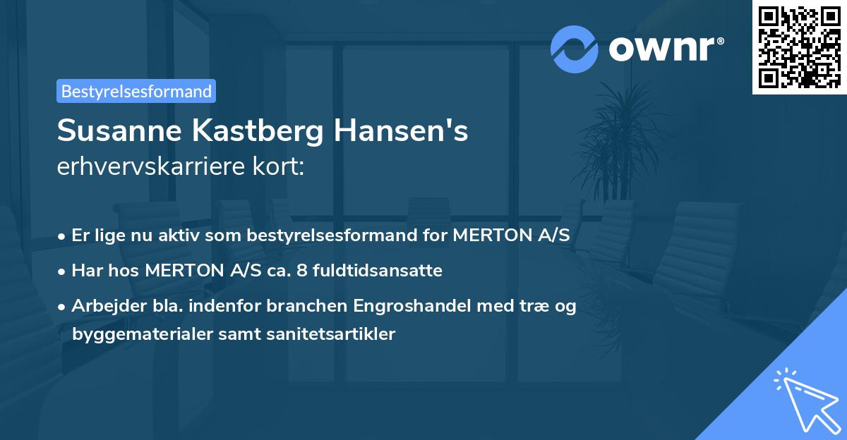 Susanne Kastberg Hansen's erhvervskarriere kort