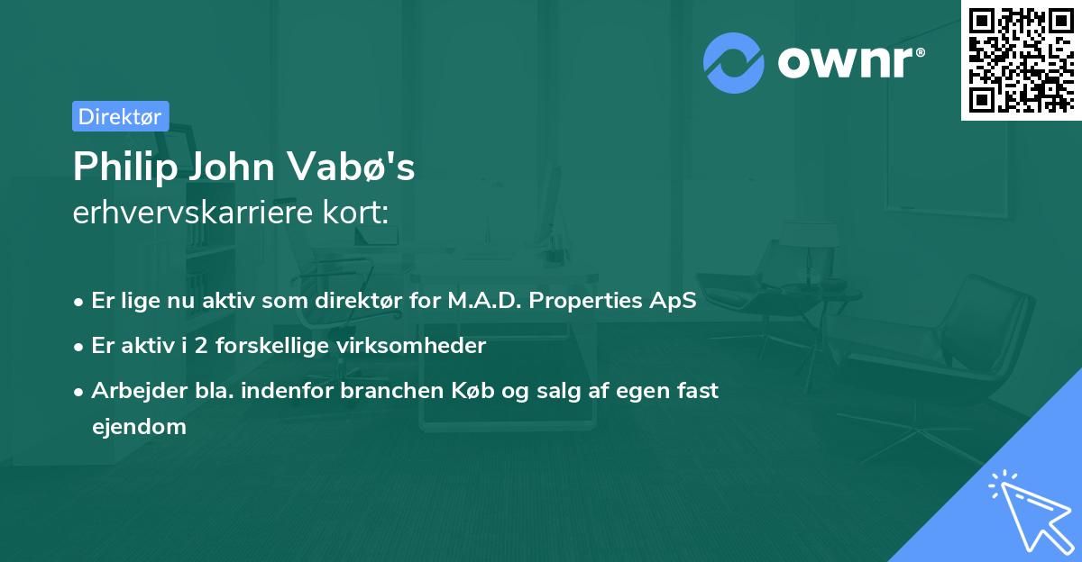 Philip John Vabø's erhvervskarriere kort