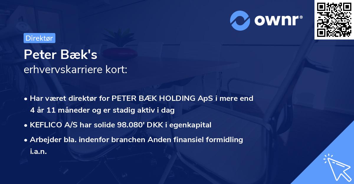 Peter Bæk's erhvervskarriere kort