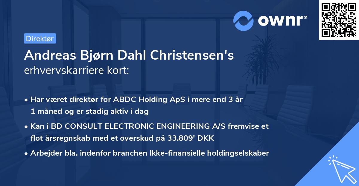 Andreas Bjørn Dahl Christensen's erhvervskarriere kort