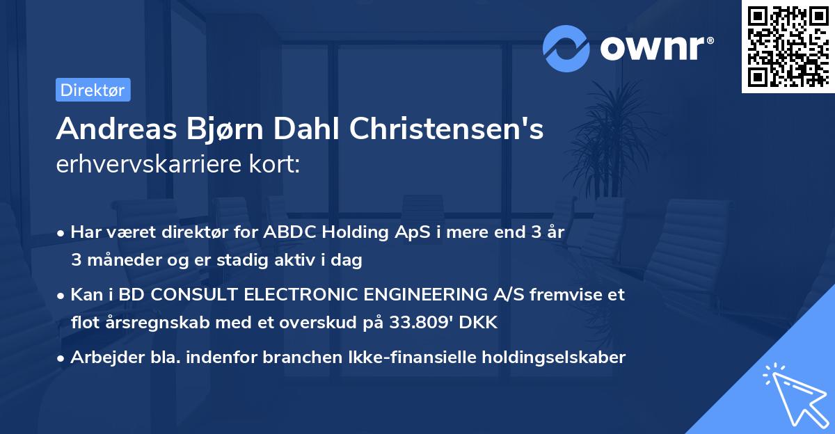 Andreas Bjørn Dahl Christensen's erhvervskarriere kort