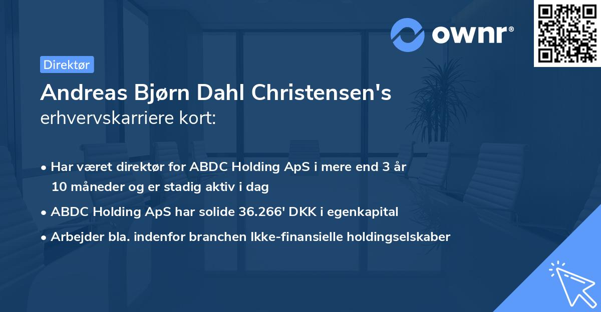 Andreas Bjørn Dahl Christensen's erhvervskarriere kort