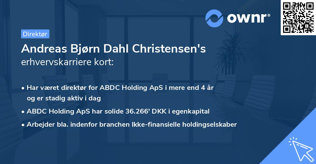 Andreas Bjørn Dahl Christensen's erhvervskarriere kort