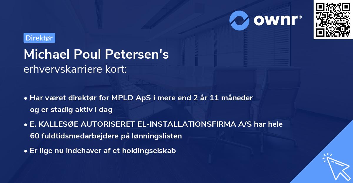 Michael Poul Petersen's erhvervskarriere kort