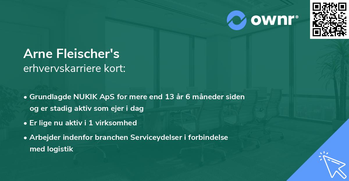 Arne Fleischer's erhvervskarriere kort