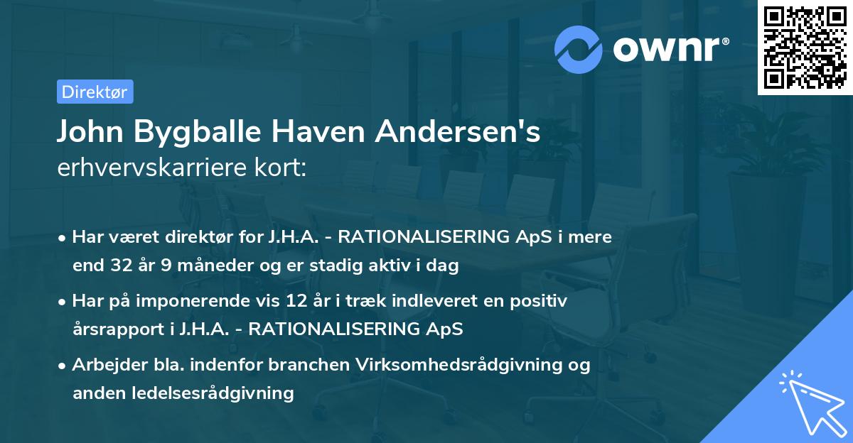 John Bygballe Haven Andersen's erhvervskarriere kort