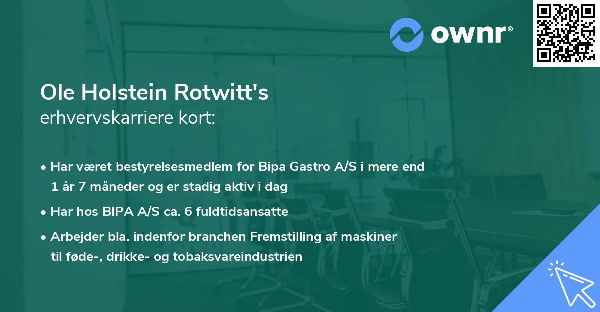Ole Holstein Rotwitt's erhvervskarriere kort