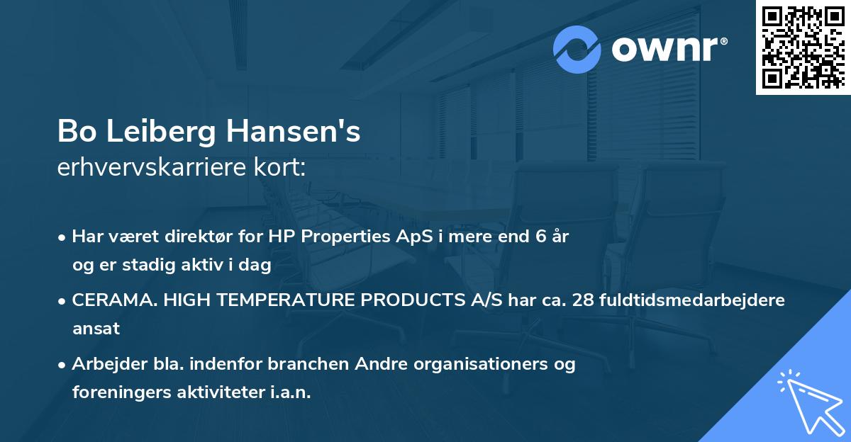 Bo Leiberg Hansen's erhvervskarriere kort