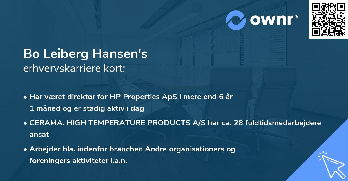 Bo Leiberg Hansen's erhvervskarriere kort