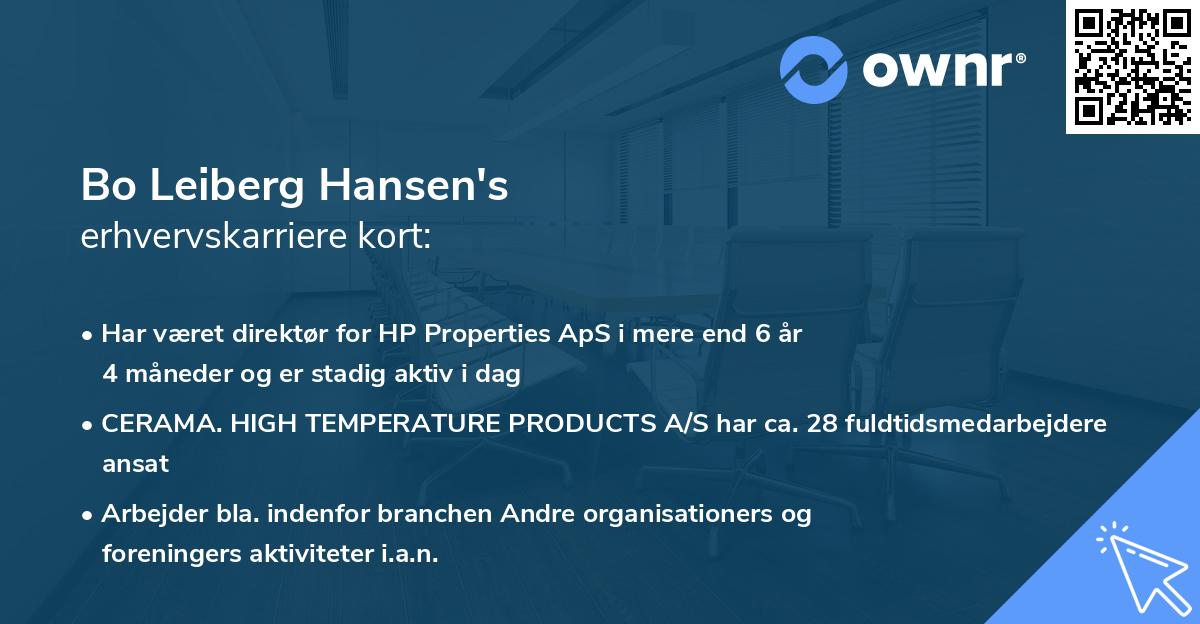 Bo Leiberg Hansen's erhvervskarriere kort