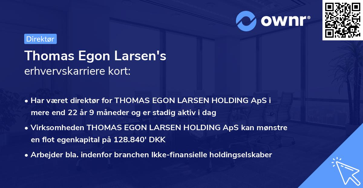 Thomas Egon Larsen's erhvervskarriere kort