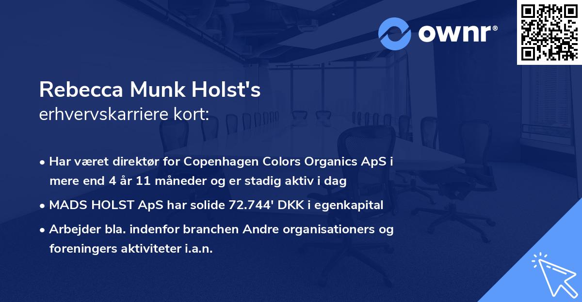 Rebecca Munk Holst's erhvervskarriere kort