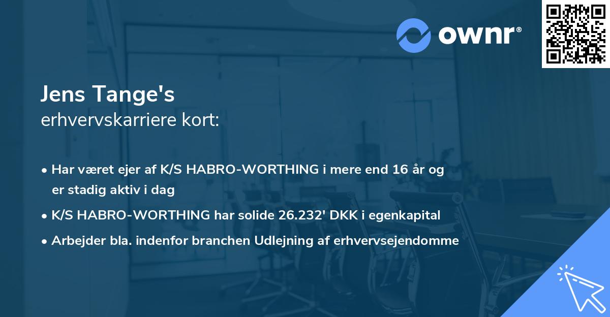 Jens Tange's erhvervskarriere kort