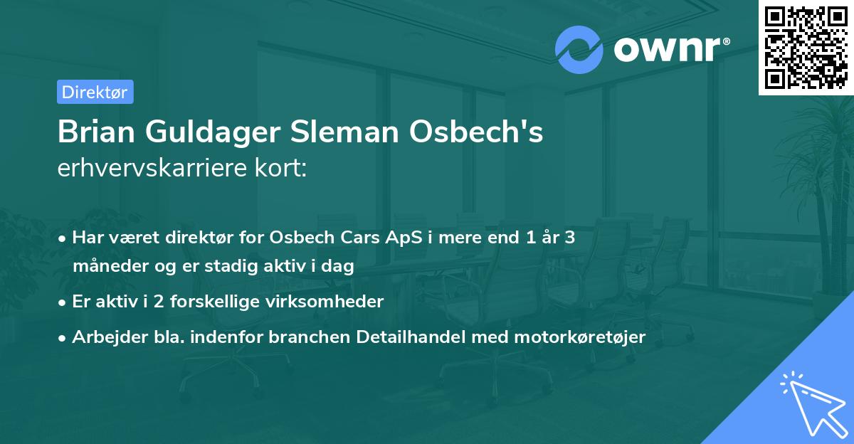 Brian Guldager Sleman Osbech's erhvervskarriere kort