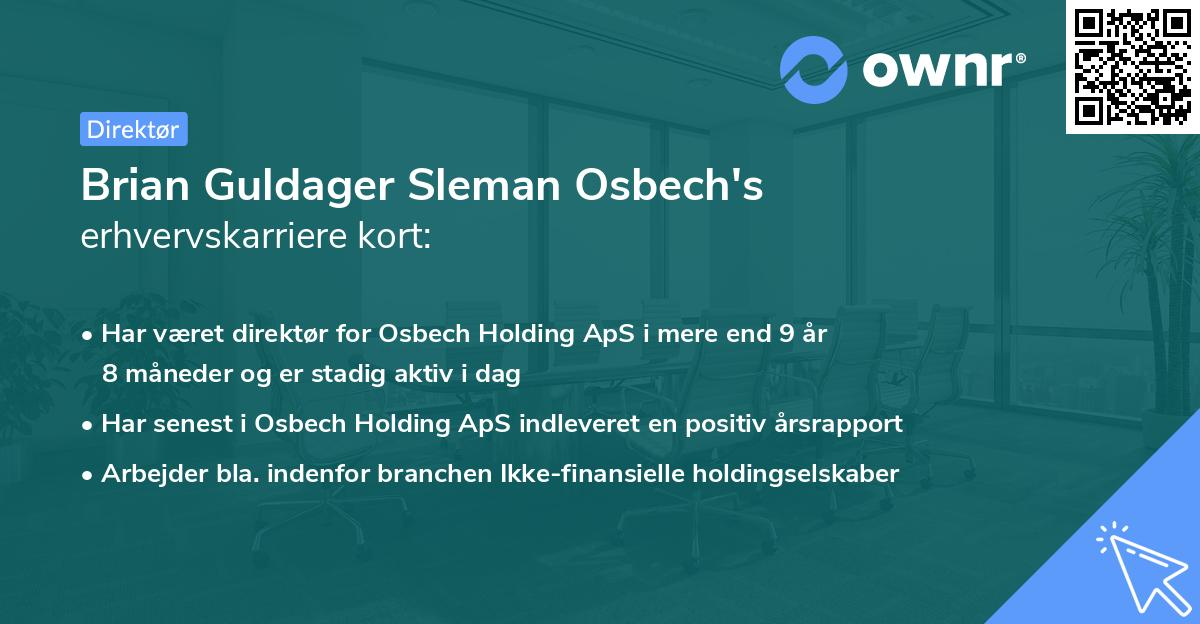 Brian Guldager Sleman Osbech's erhvervskarriere kort