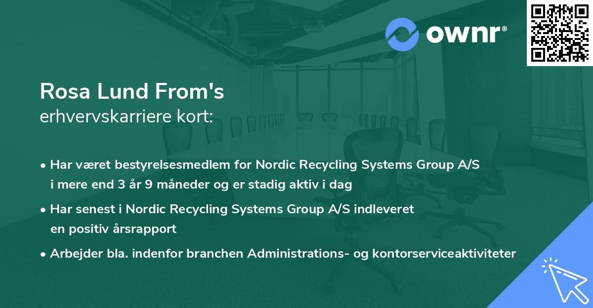 Rosa Lund From's erhvervskarriere kort