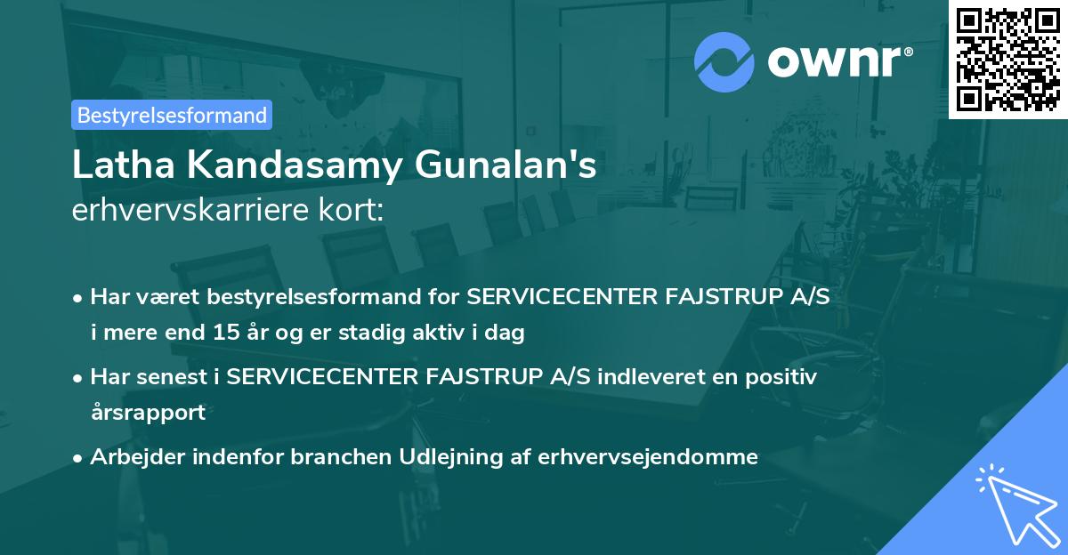 Latha Kandasamy Gunalan's erhvervskarriere kort