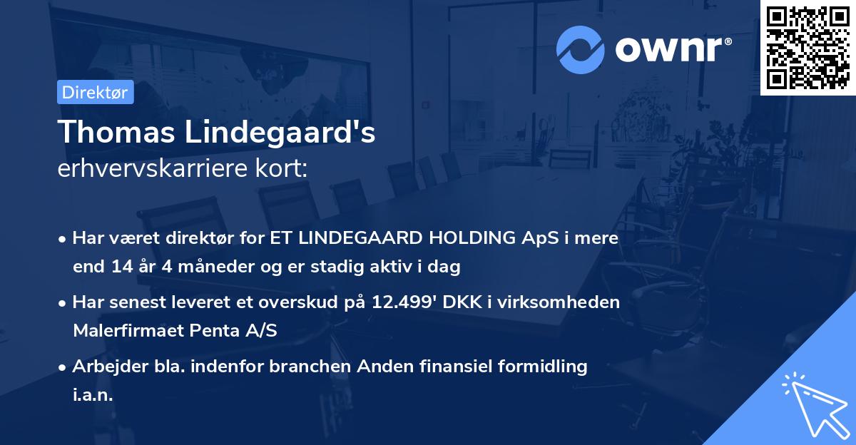 Thomas Lindegaard's erhvervskarriere kort