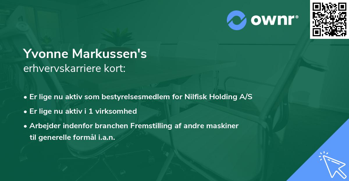 Yvonne Markussen's erhvervskarriere kort