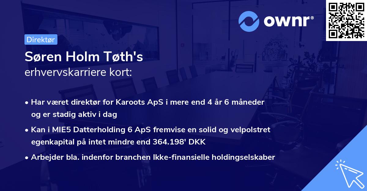 Søren Holm Tøth's erhvervskarriere kort