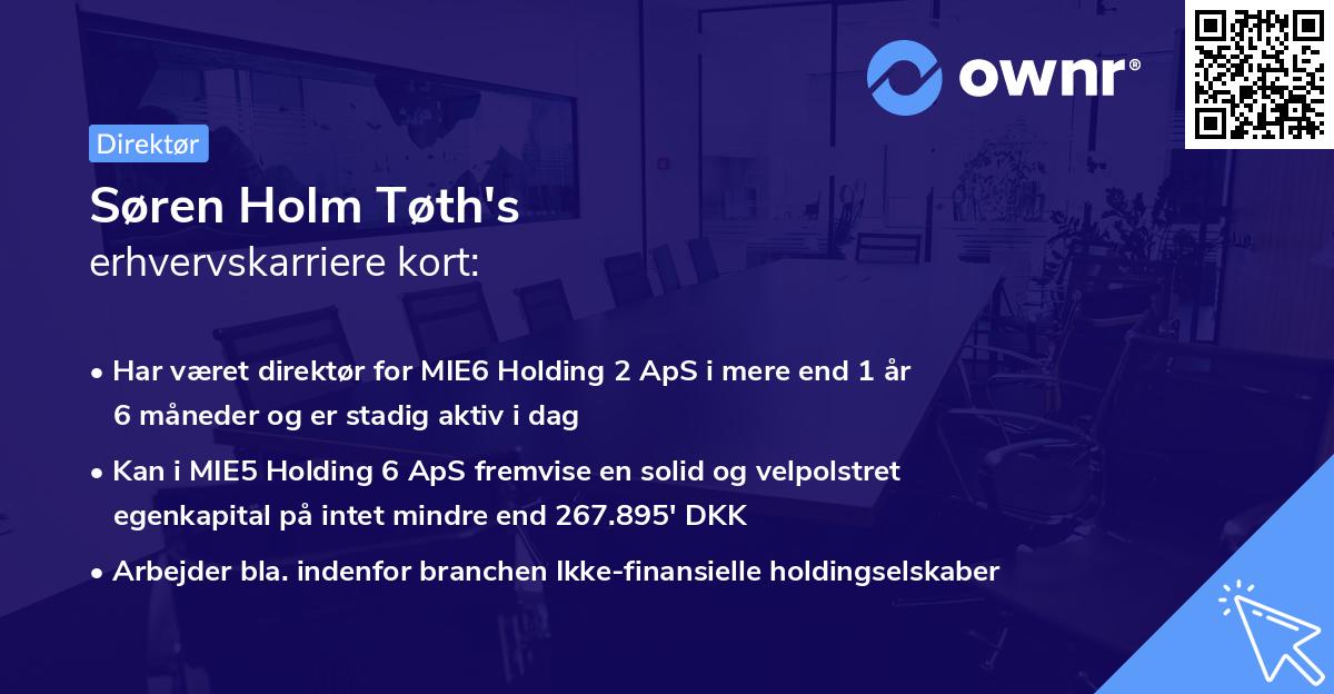 Søren Holm Tøth's erhvervskarriere kort