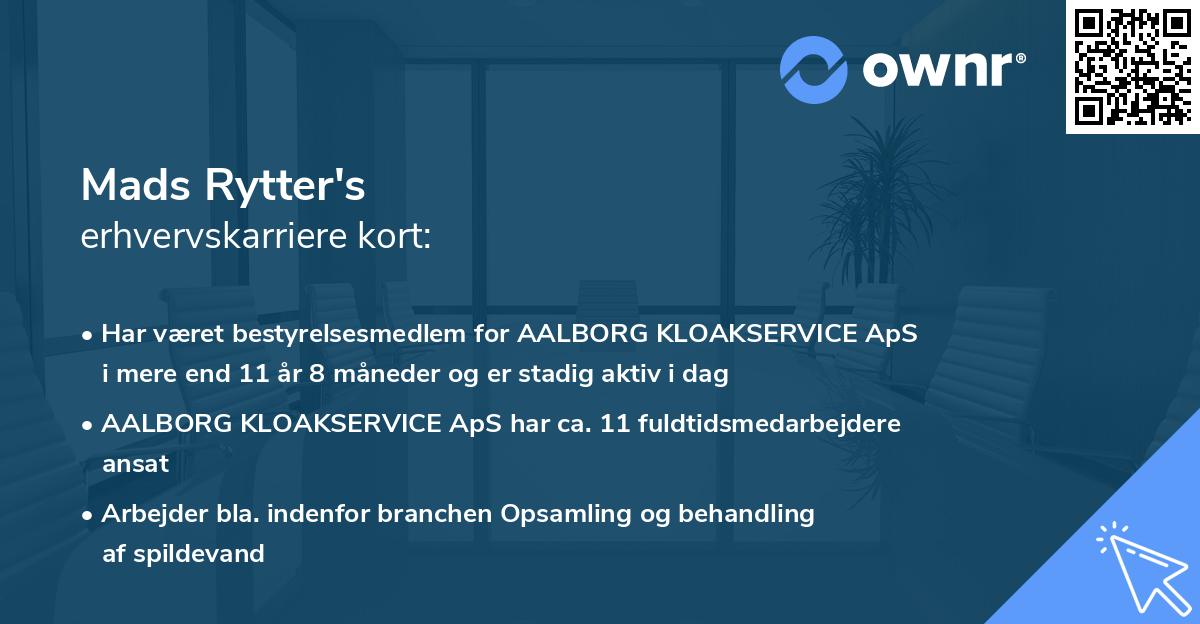 Mads Rytter's erhvervskarriere kort