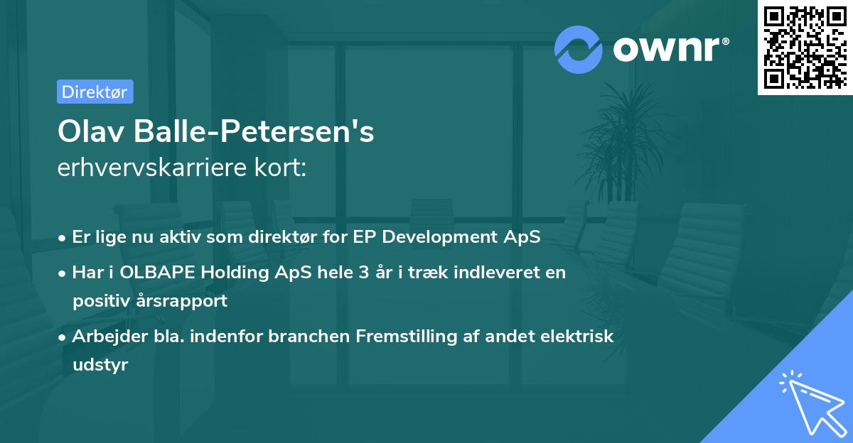 Olav Balle-Petersen's erhvervskarriere kort
