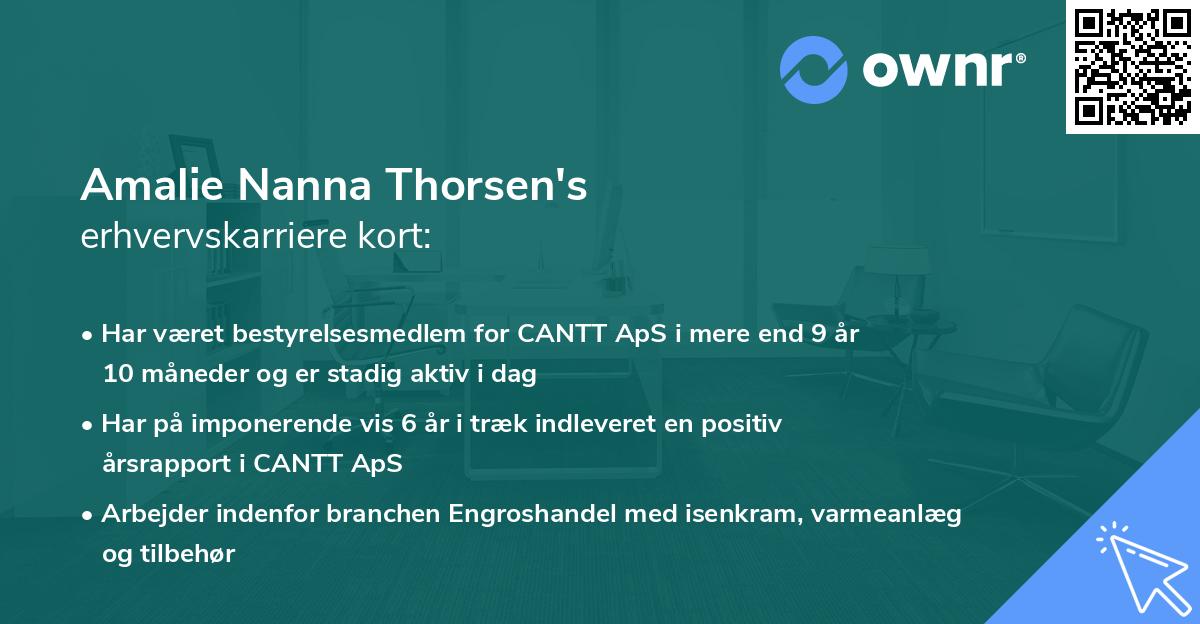 Amalie Nanna Thorsen's erhvervskarriere kort