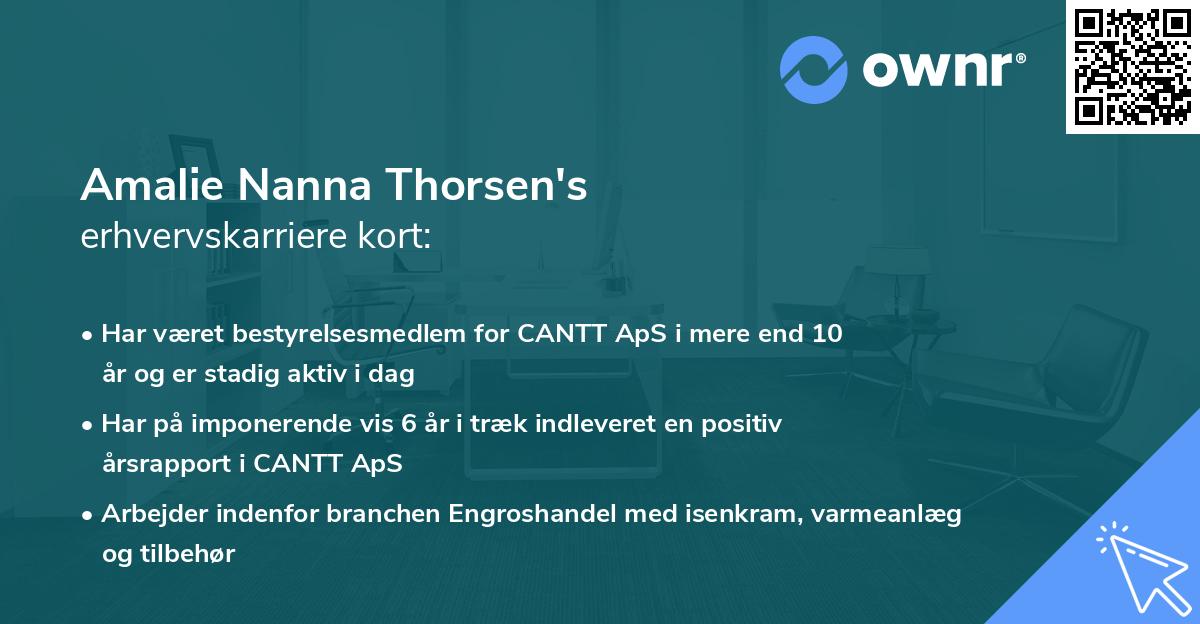 Amalie Nanna Thorsen's erhvervskarriere kort