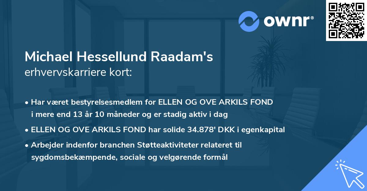 Michael Hessellund Raadam's erhvervskarriere kort
