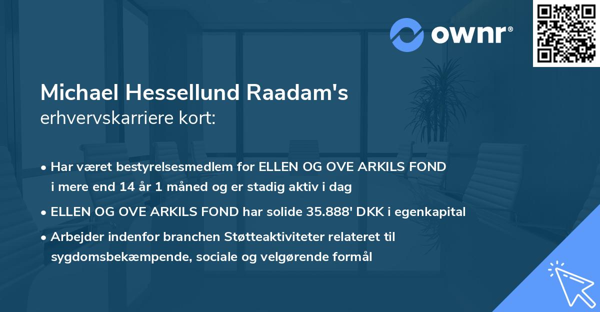 Michael Hessellund Raadam's erhvervskarriere kort
