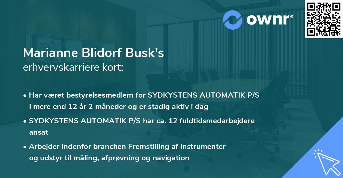 Marianne Blidorf Busk's erhvervskarriere kort