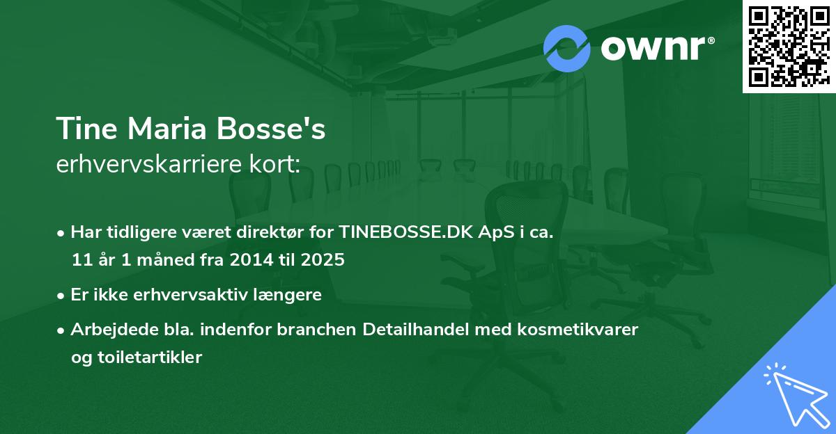 Tine Maria Bosse's erhvervskarriere kort