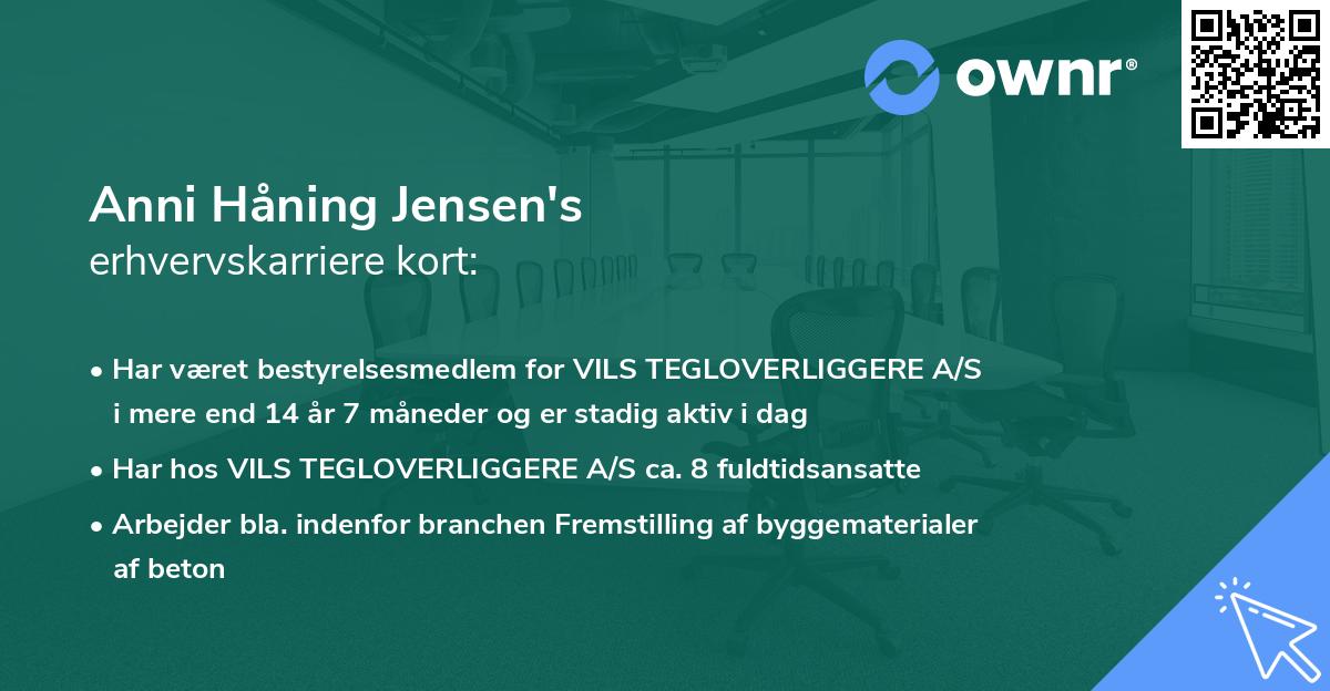 Anni Håning Jensen's erhvervskarriere kort